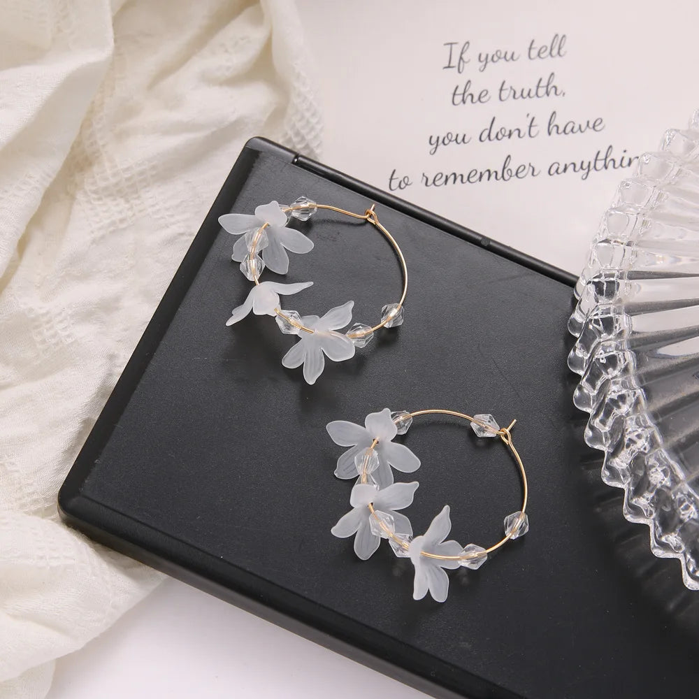 Bohemia Flower Earrings Women Fashion Long Hanging Earrings Crystal Female Wedding Earings Party Jewelry