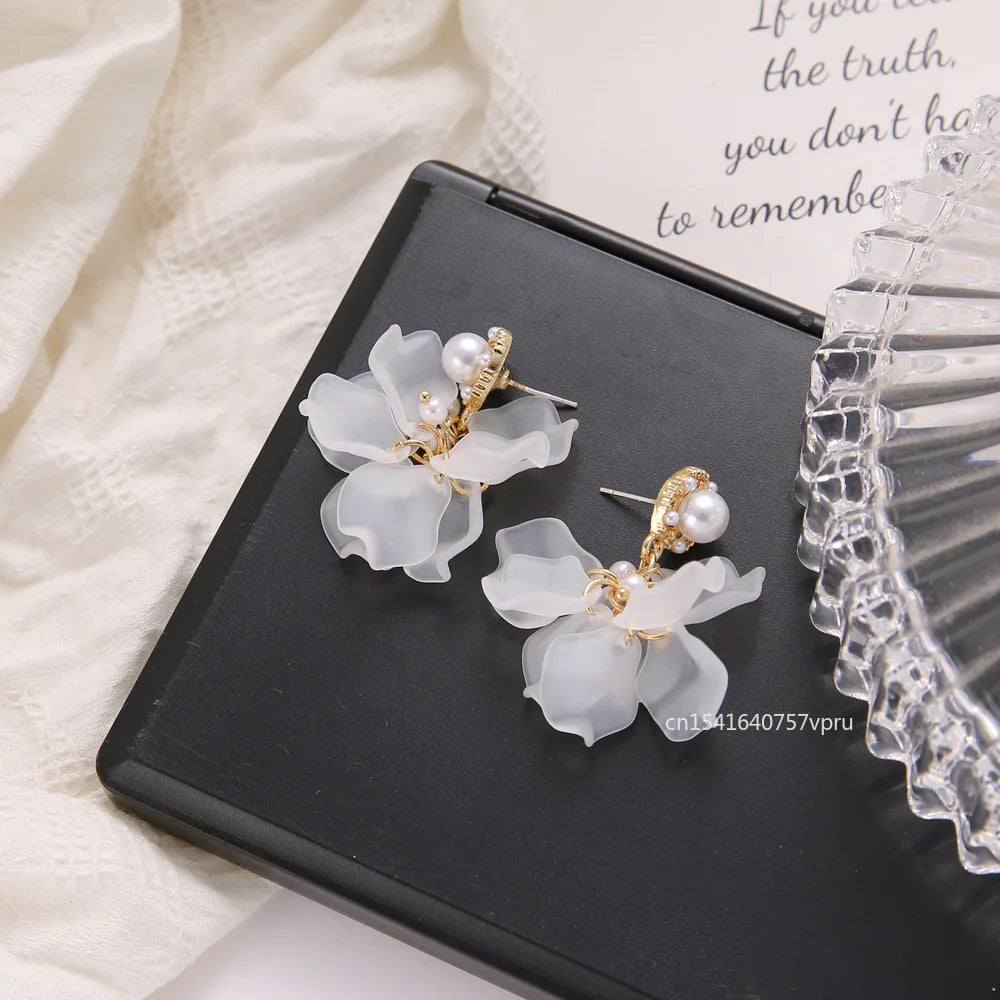 Bohemia Flower Earrings Women Fashion Long Hanging Earrings Crystal Female Wedding Earings Party Jewelry